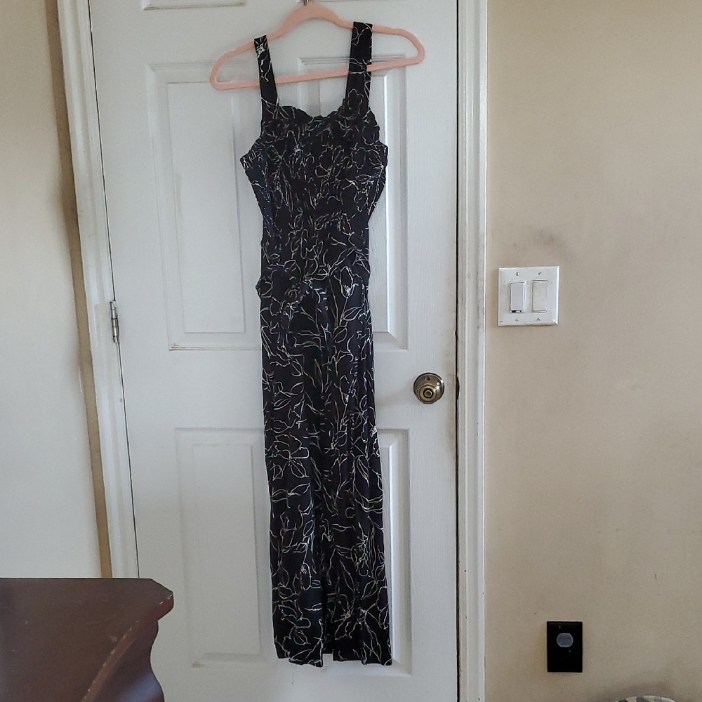Maurices Black Jumpsuit with White and Floral Print